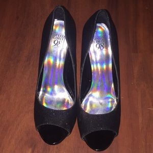 Sparkly black high heels